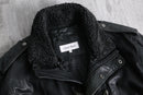 2000s Calvin Klein boa collar leather jacket