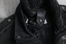 2000s Calvin Klein boa collar leather jacket