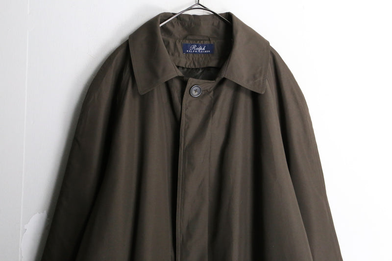 "RALPH LAUREN" charcoal brown nylon long coat