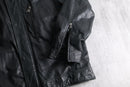 2000s Calvin Klein boa collar leather jacket