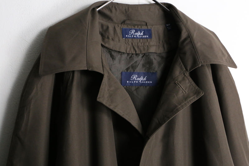 "RALPH LAUREN" charcoal brown nylon long coat