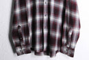 red × gray ombre check shirt