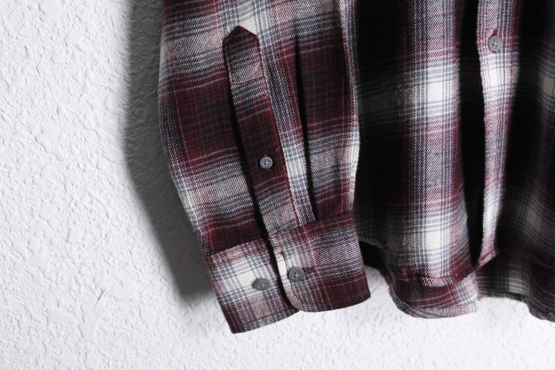 red × gray ombre check shirt