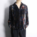 botanical design velour shirt