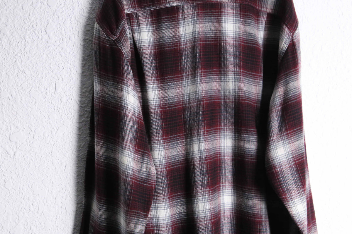 red × gray ombre check shirt