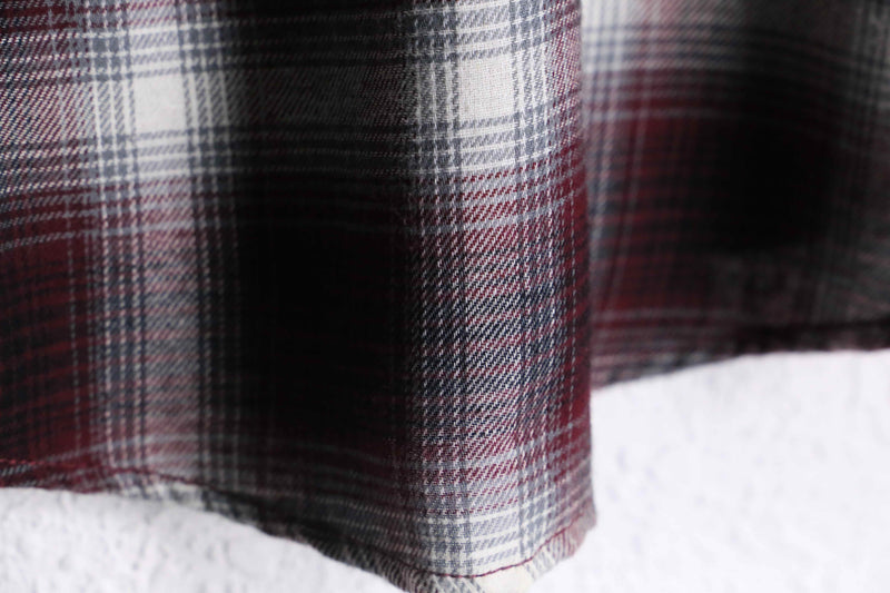 red × gray ombre check shirt