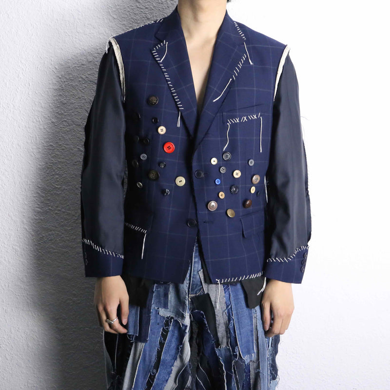 Re:make” button art stitch docking tailored jacket