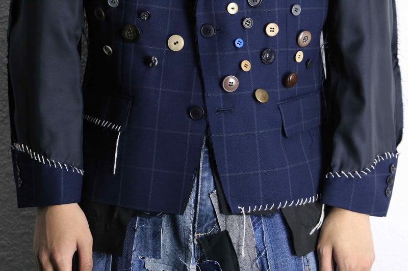 Re:make” button art stitch docking tailored jacket