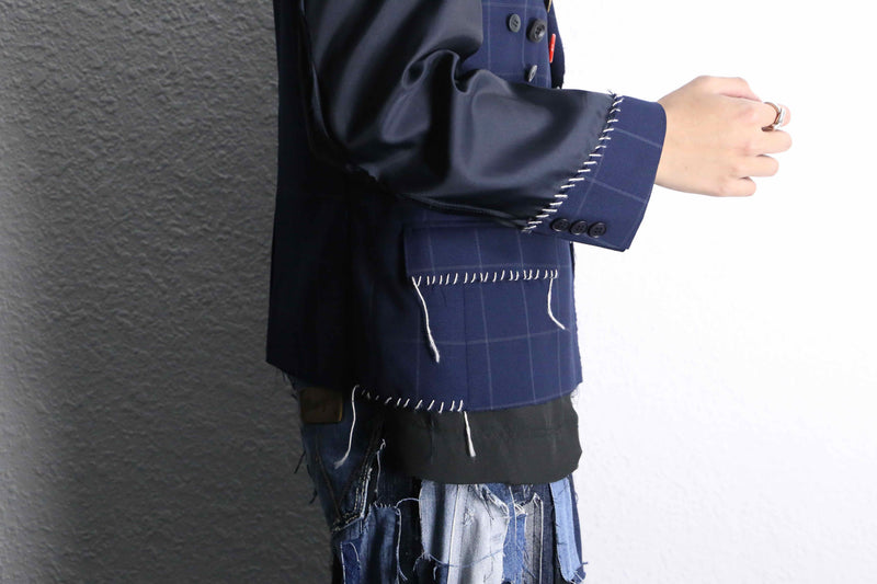 温故知新 リメイクドッキング テーラードジャケット Re:make” button art stitch docking tailored jacket