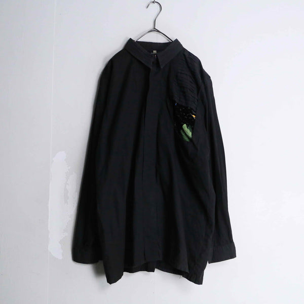 black pocket design L/S shirt