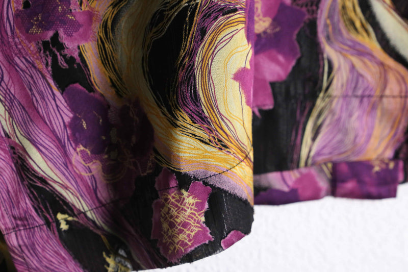 flower graphic sheer band collar shirt