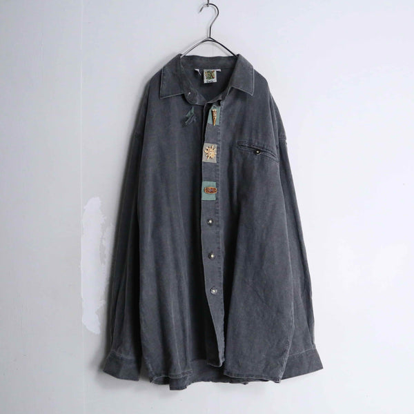 gray color button design  tyrolean shirt