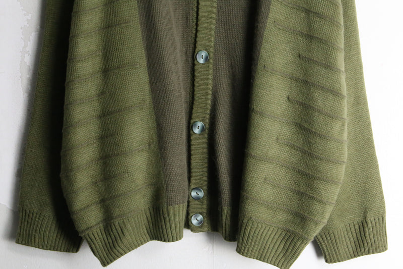 green geometric pattern loose size cardigan