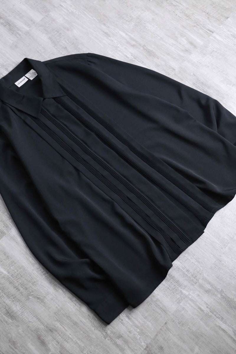 black color pin tuck poly shirt