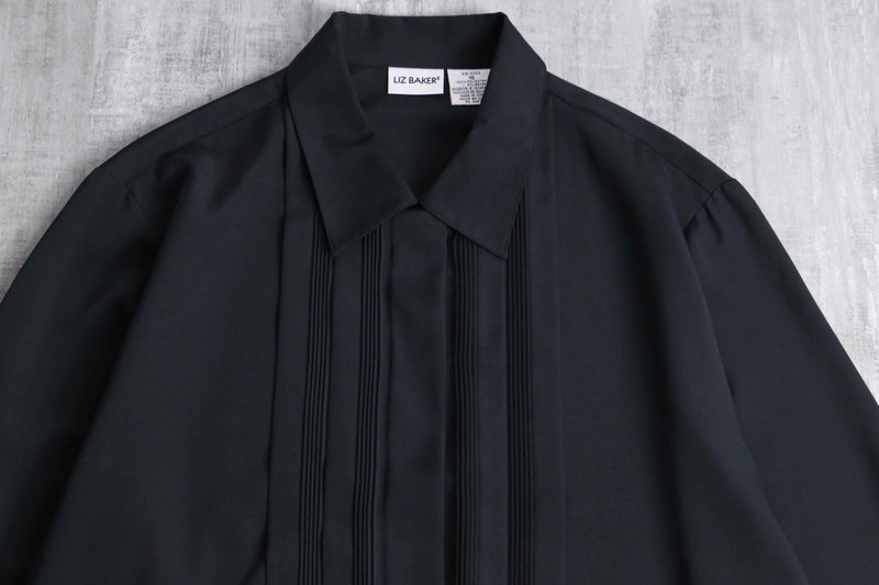 black color pin tuck poly shirt
