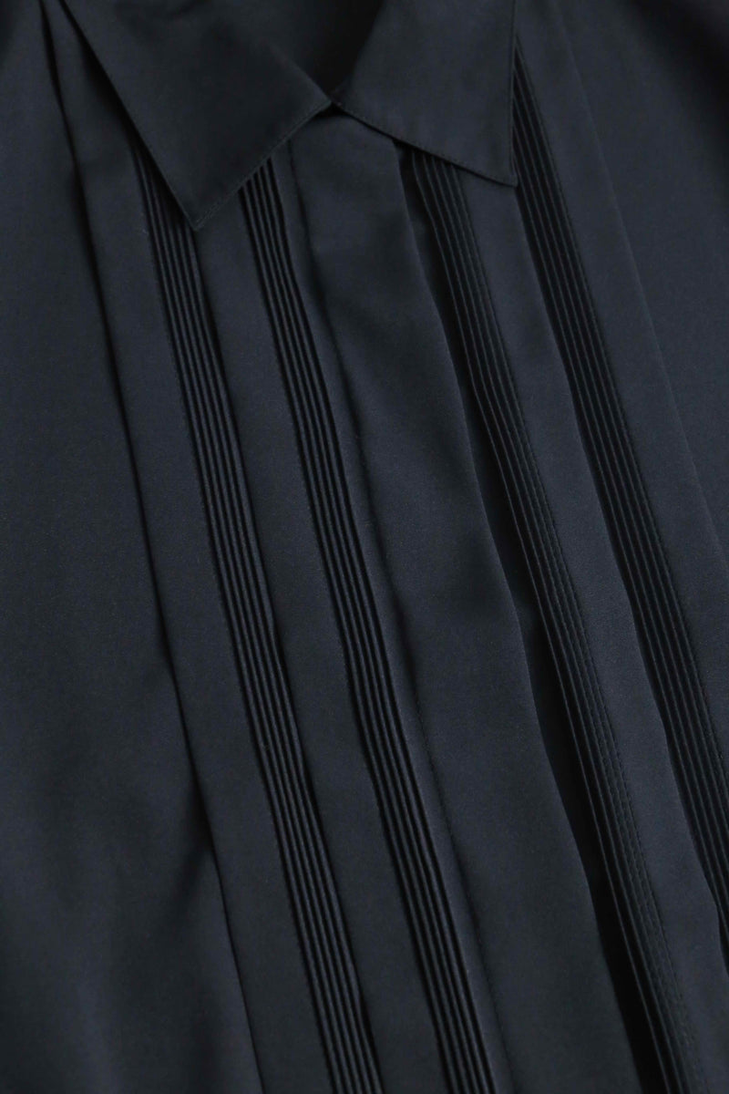 black color pin tuck poly shirt
