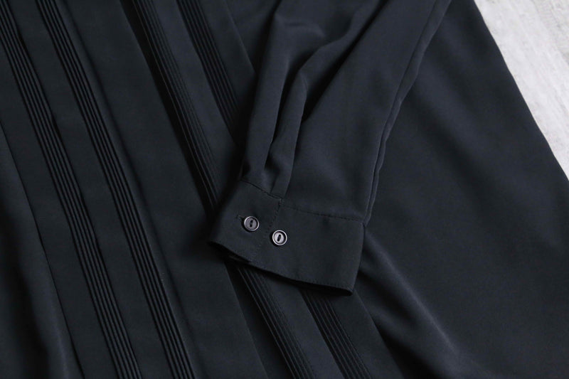 black color pin tuck poly shirt