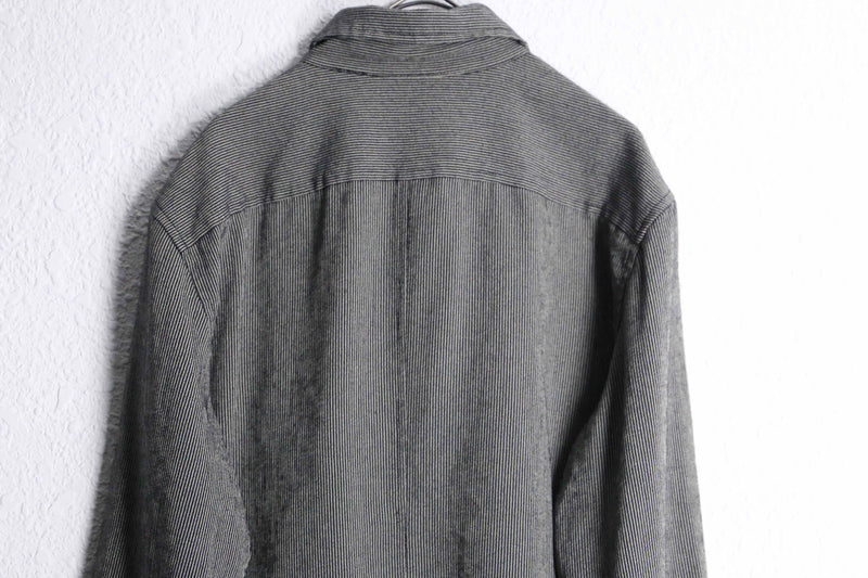 ”CHICO’S” gray black stripe L/S shirts