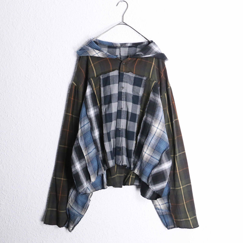 “Re:make” dark color docking check shirts