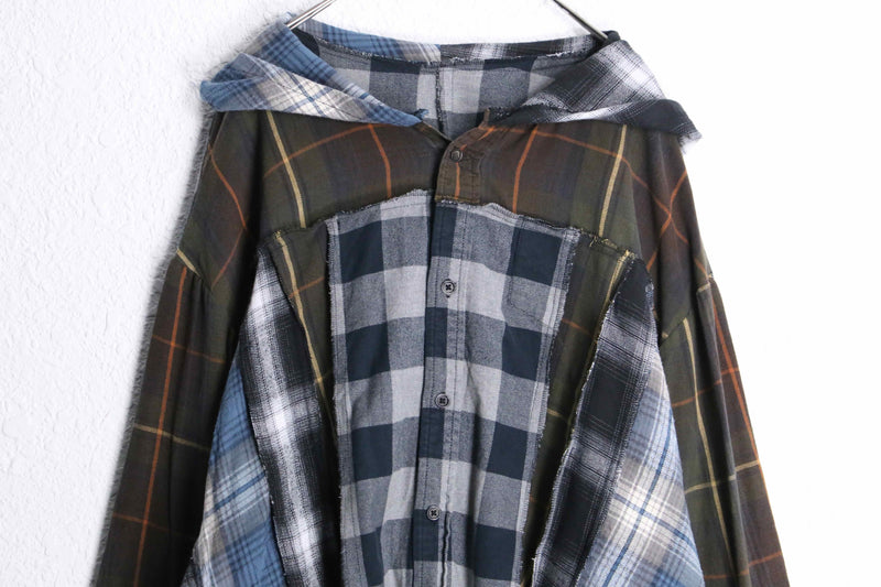 “Re:make” dark color docking check shirts