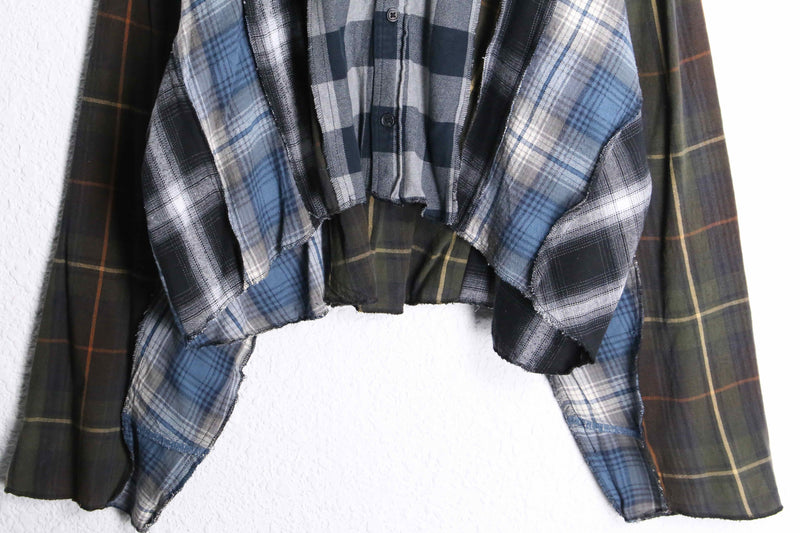 “Re:make” dark color docking check shirts