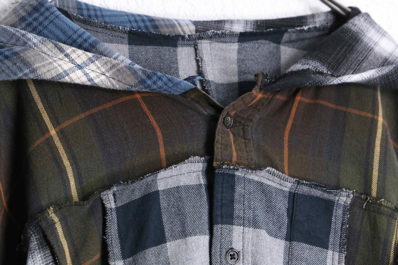 “Re:make” dark color docking check shirts