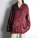 80〜90’s burgundy satin pajama shirt