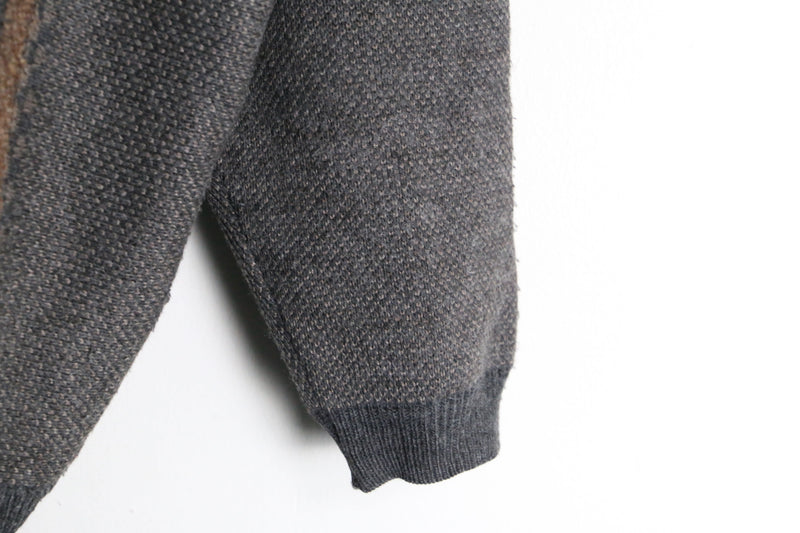 charcoal gray stripe design knit cardigan