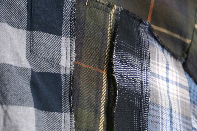 “Re:make” dark color docking check shirts