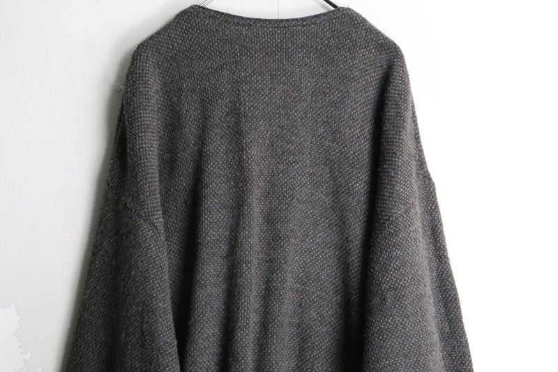 charcoal gray stripe design knit cardigan