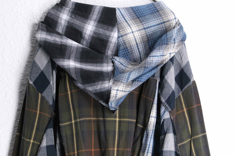 “Re:make” dark color docking check shirts