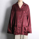 80〜90’s burgundy satin pajama shirt