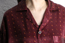 80〜90’s burgundy satin pajama shirt