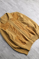 knit × suede zip jaket