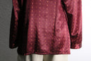 80〜90’s burgundy satin pajama shirt