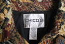 ”CHICO’S” brown base total pattern patchwork gobelin jacket
