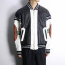 american football leather blouson