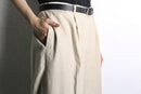 ivory linen 1tuck tapered slacks