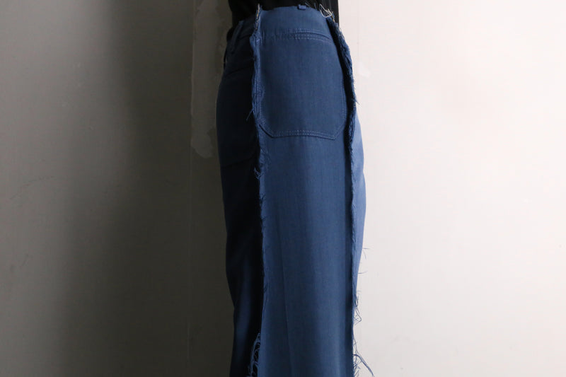 remake "再構築" saxe blue color buggy flare pants