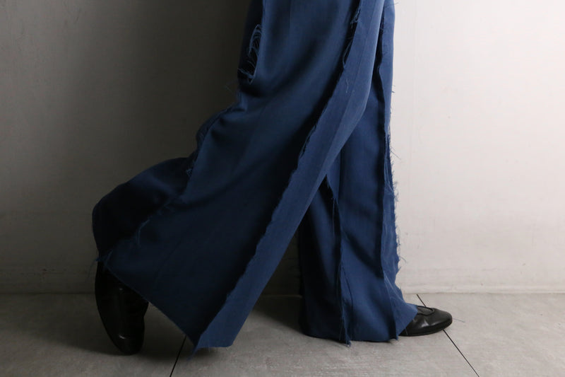 remake "再構築" saxe blue color buggy flare pants