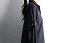 “chico’s” black half button sleeve tie design shirt