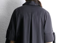 “chico’s” black half button sleeve tie design shirt