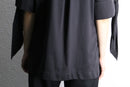 “chico’s” black half button sleeve tie design shirt
