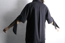 “chico’s” black half button sleeve tie design shirt