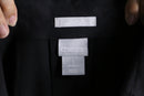 “chico’s” black half button sleeve tie design shirt