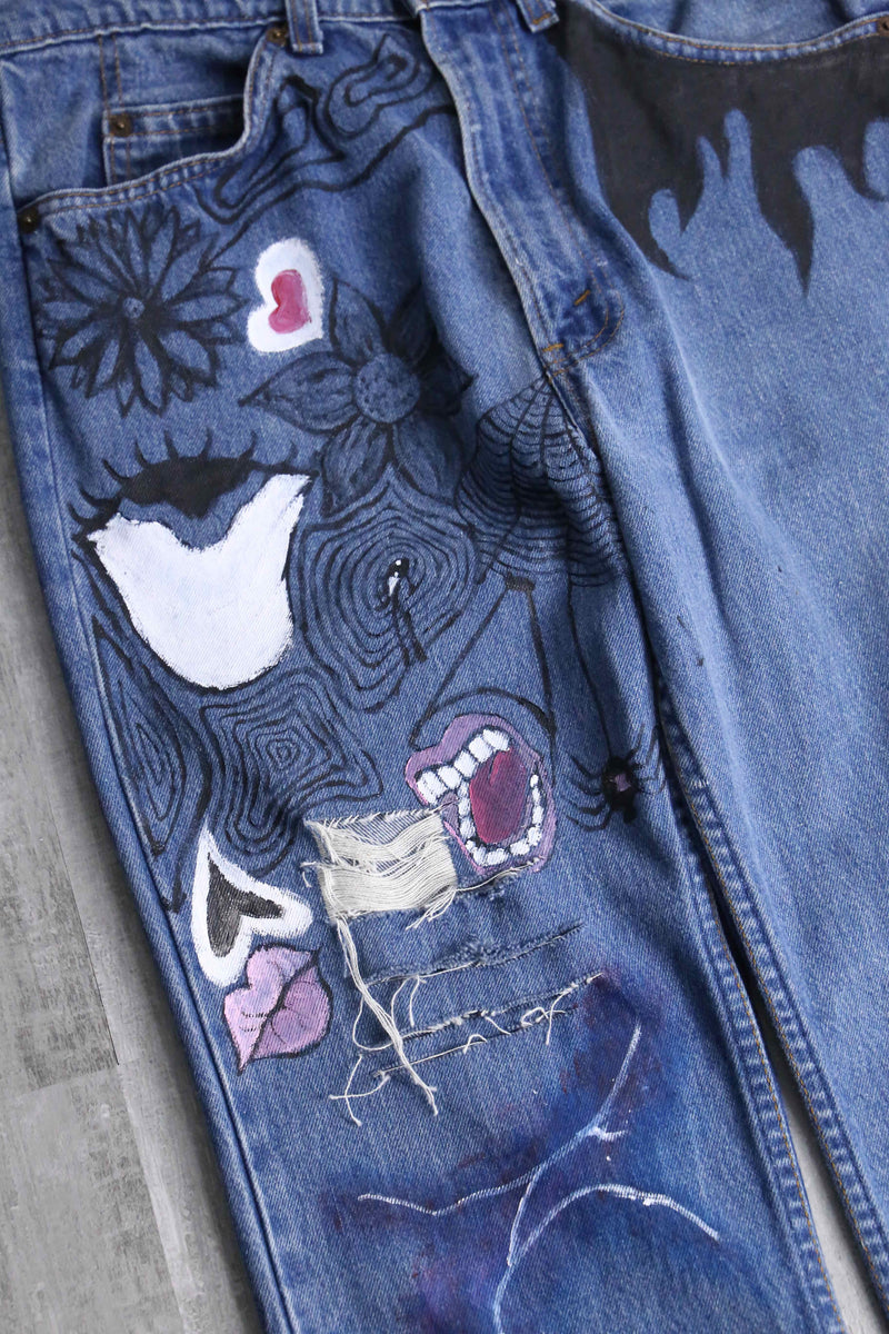 “LEVI’S 517” paint × damage design denim pants