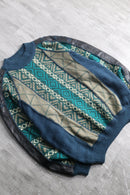 blue pattern knit