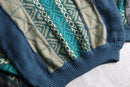 blue pattern knit