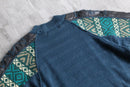 blue pattern knit