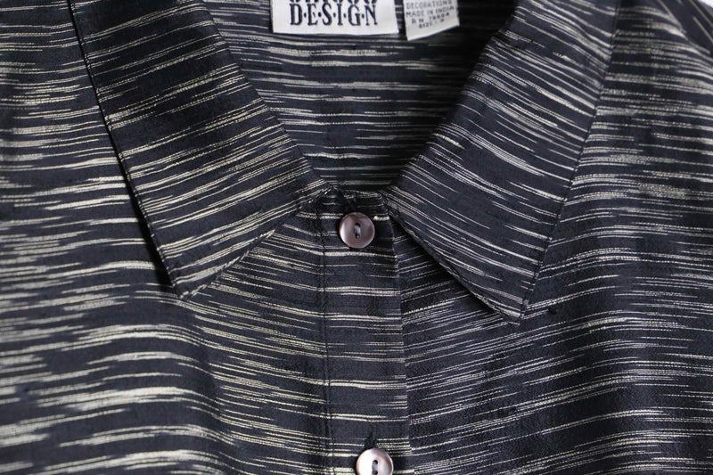 "CHICO'S DESIGN" bluerred&fish design silk shirt jacket